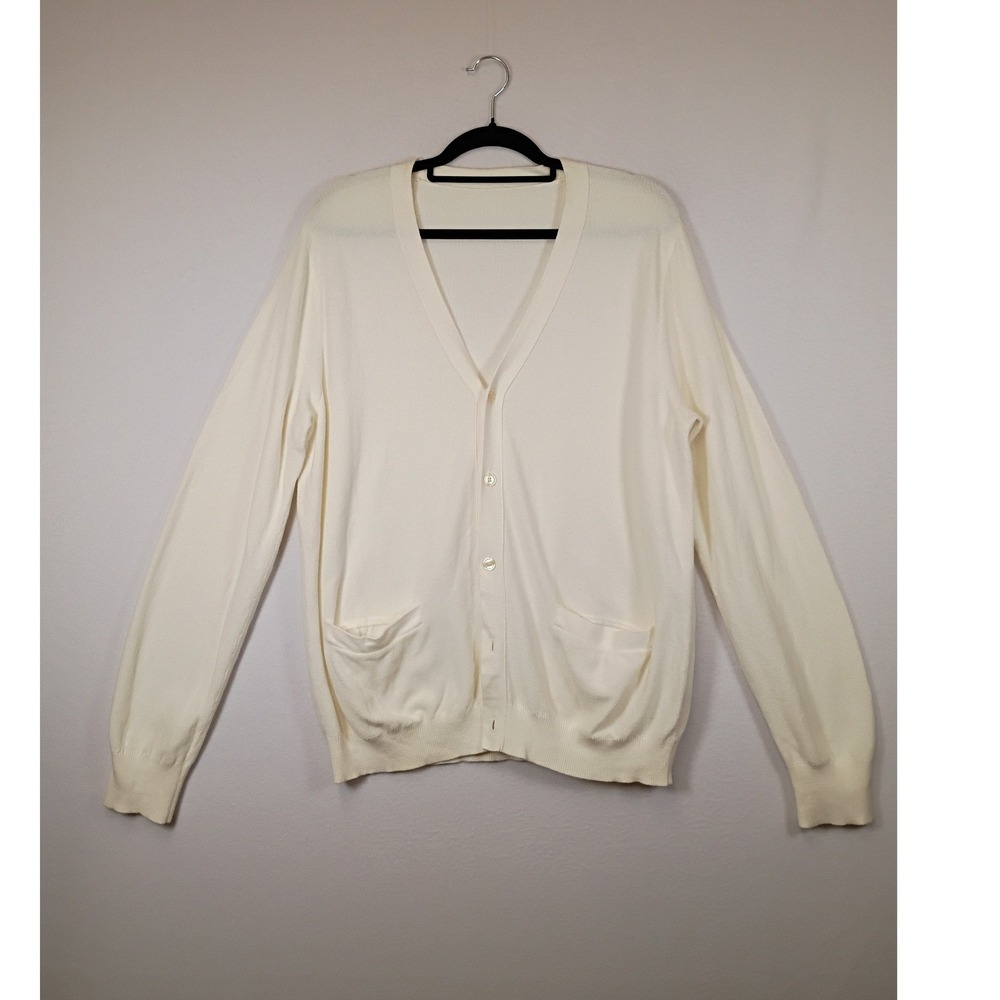 Minimalist Luxury Unbranded Womens XL Cream‎ Cotton Rabbit Hair Cardigan Sweater